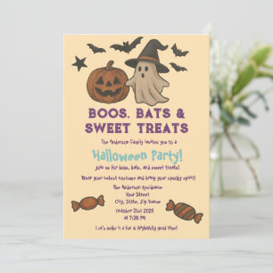 Cute Halloween – Pastel Pumpkin & Candy Party Invitation