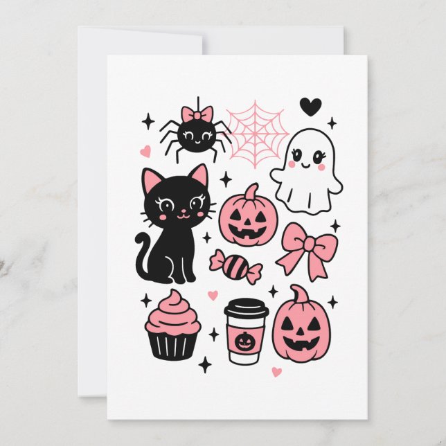 Cute Halloween Pattern Collage  Holiday Card (Front)