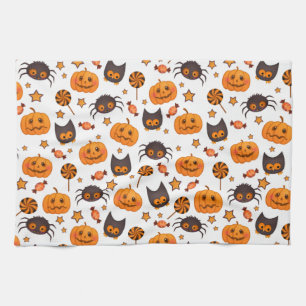 Cute Halloween Pattern Illustration Kitchen Towel