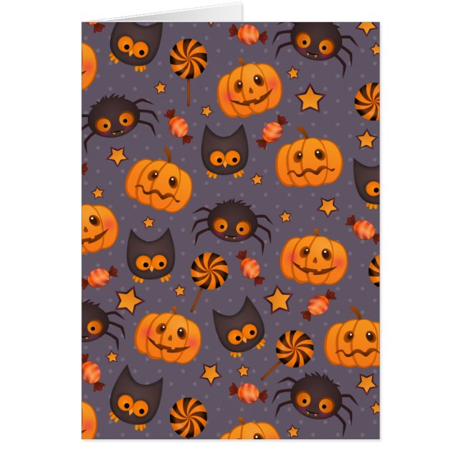 Cute Halloween Pattern Purple Background (Front)