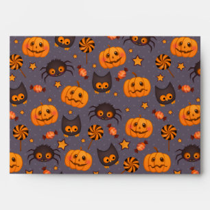 Cute Halloween Pattern Purple Background Envelope