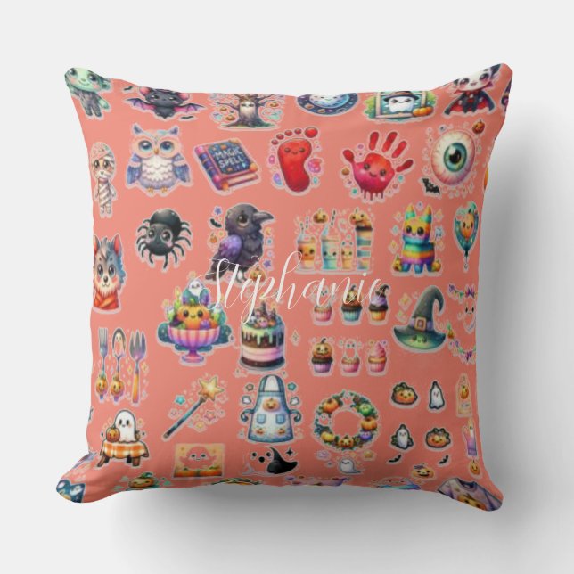 Cute Halloween pattern  Throw Pillow (Front)