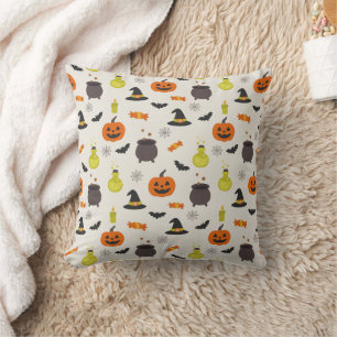 Cute Halloween Pattern Throw Pillow