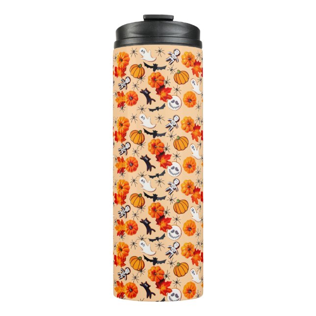 Cute Halloween Pattern with Pumpkins, Ghosts Thermal Tumbler (Front)