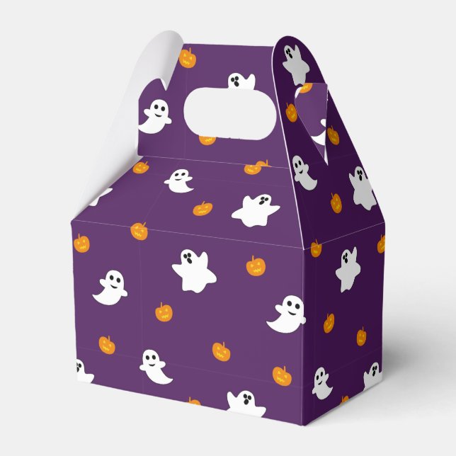 Cute Halloween Pattern with Purple Background Favor Box (Front Side)