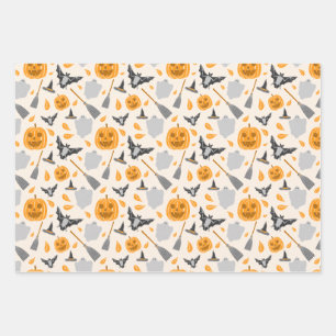 Cute Halloween Pattern Wrapping Paper Sheet Sets.