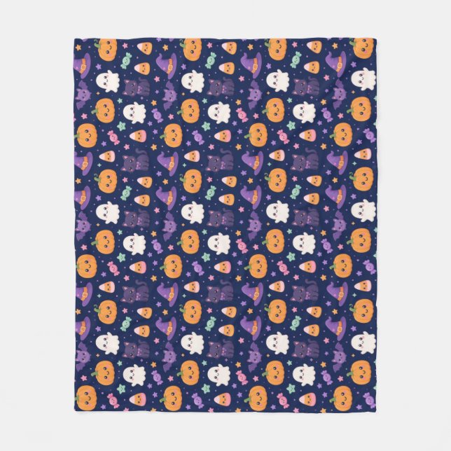 Cute Halloween patterned  Fleece Blanket (Front)