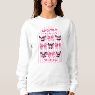 Cute Halloween Pink Bows & Bats Coquette Sweatshirt