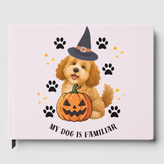 Cute Halloween Poodle Witch with Pumpkin Guest Book