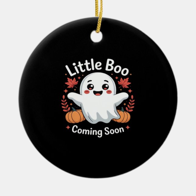 Cute Halloween Pregnancy Announcement Ceramic Ornament (Front)