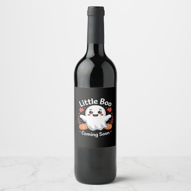 Cute Halloween Pregnancy Announcement Wine Label (Front)