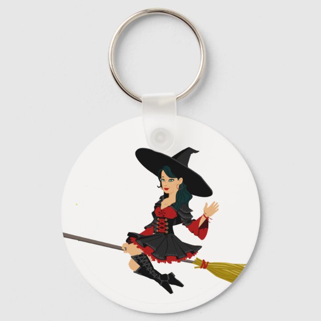 Cute Halloween Pretty Witch Keychain (Front)