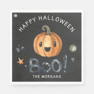 Cute halloween pumpkin boo script party napkin