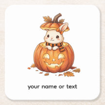 Cute Halloween Pumpkin Bunny - Cozy Fall Rabbit Ar