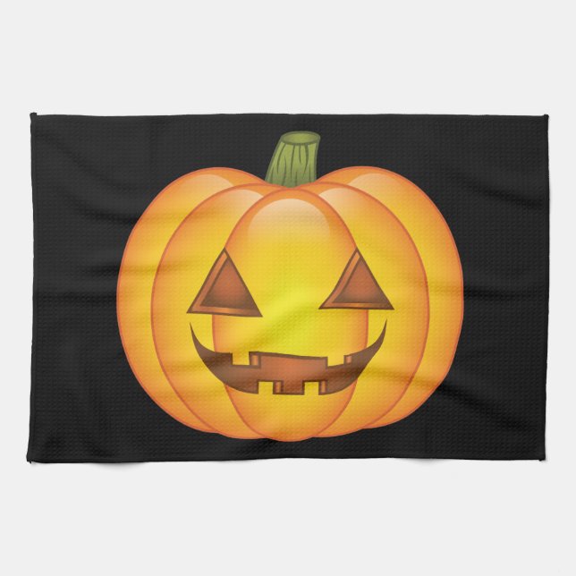 Cute Halloween Pumpkin Cartoon Illustration Kitchen Towel (Horizontal)