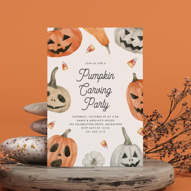 Cute Halloween Pumpkin Carving Party Invitation (Creator Uploaded)