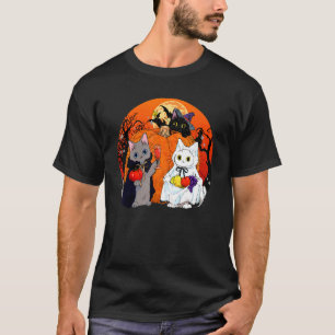 Cute Halloween Pumpkin Cats Drink Wine  Costume Pa T-Shirt