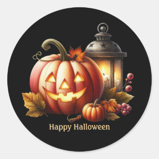 Cute Halloween pumpkin customizable Classic Round Sticker