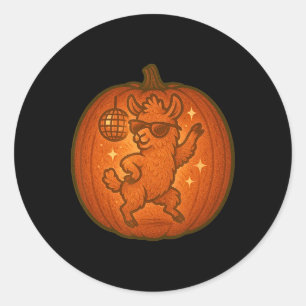 Cute Halloween Pumpkin Dancing Llama Spooky Fall S Classic Round Sticker