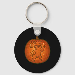 Cute Halloween Pumpkin Dancing Llama Spooky Fall S Keychain