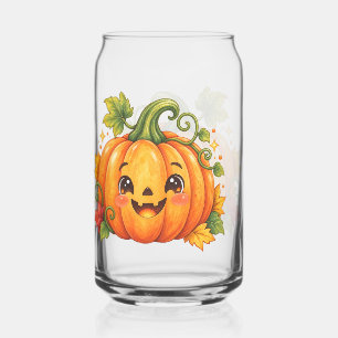 Cute Halloween Pumpkin Drinking Glass Whimsy