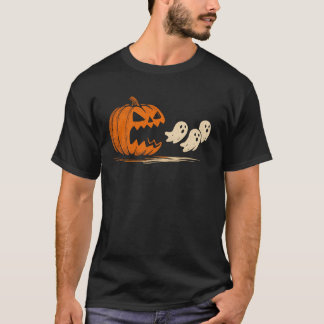 Cute Halloween Pumpkin Eats Ghosts Funny Gamer T-Shirt