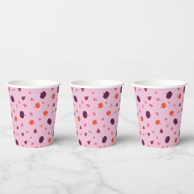 Cute Halloween Pumpkin Family Party Fall Paper Cups (Multi)
