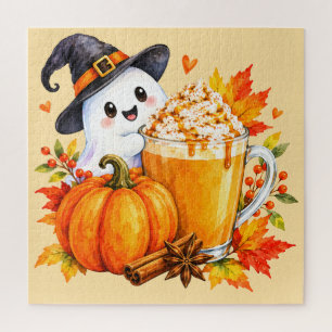 Cute Halloween Pumpkin Ghost Jigsaw Puzzle