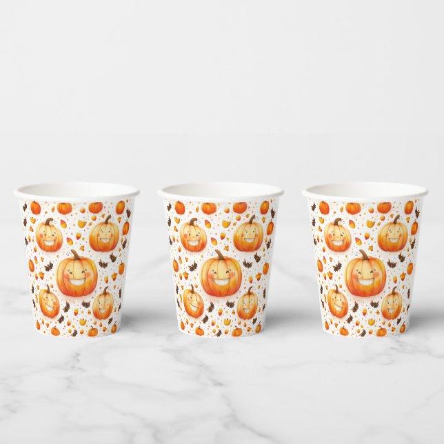 Cute Halloween pumpkin illustration design Paper Cups (Multi)