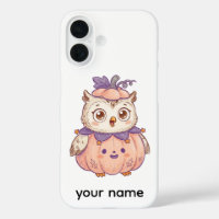 Cute Halloween Pumpkin Owl Personalized iPhone Cas