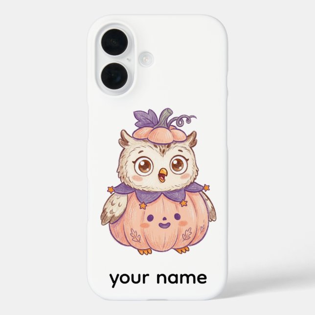 Cute Halloween Pumpkin Owl Personalized iPhone Cas Case-Mate iPhone Case (Back)