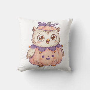 Cute Halloween Pumpkin Owl Personalized Throw Pillow