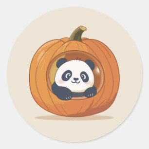 Cute Halloween Pumpkin Panda Classic Round Sticker