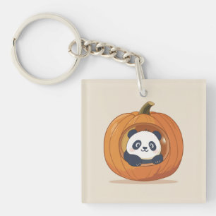 Cute Halloween Pumpkin Panda Keychain