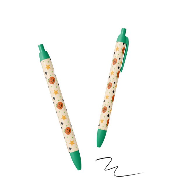 Cute Halloween Pumpkin Pattern Beige Black Ink Pen (Creator Uploaded)
