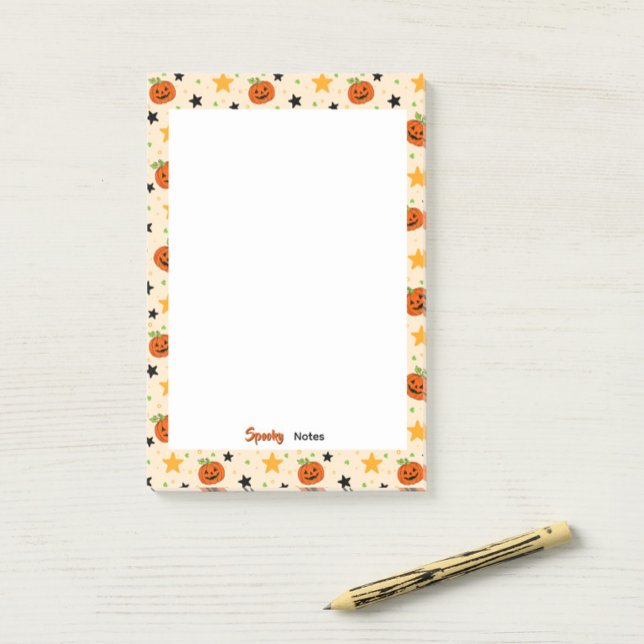 Cute Halloween Pumpkin Pattern Beige Post-it Notes (Creator Uploaded)