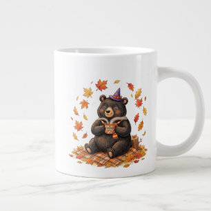 Cute Halloween Pumpkin Spice Bear Cozy Autumn T-Sh Large Coffee Mug