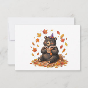 Cute Halloween Pumpkin Spice Bear Cozy Autumn T-Sh RSVP Card