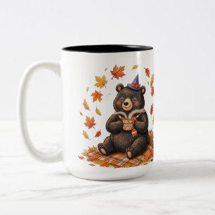 Cute Halloween Pumpkin Spice Bear Cozy Autumn T-Sh Two-Tone Coffee Mug