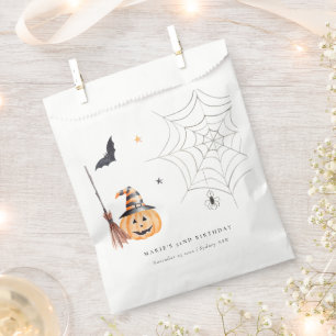 Cute Halloween Pumpkin Spiderweb Any Age Birthday Favour Bag