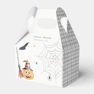 Cute Halloween Pumpkin Spiderweb Spooky Wedding Favor Box