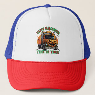 Cute Halloween Pumpkin Truck Kids Spooky Festive Trucker Hat