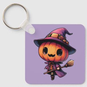 Cute Halloween pumpkin witch Keychain