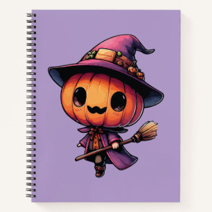 Cute Halloween pumpkin witch Notebook