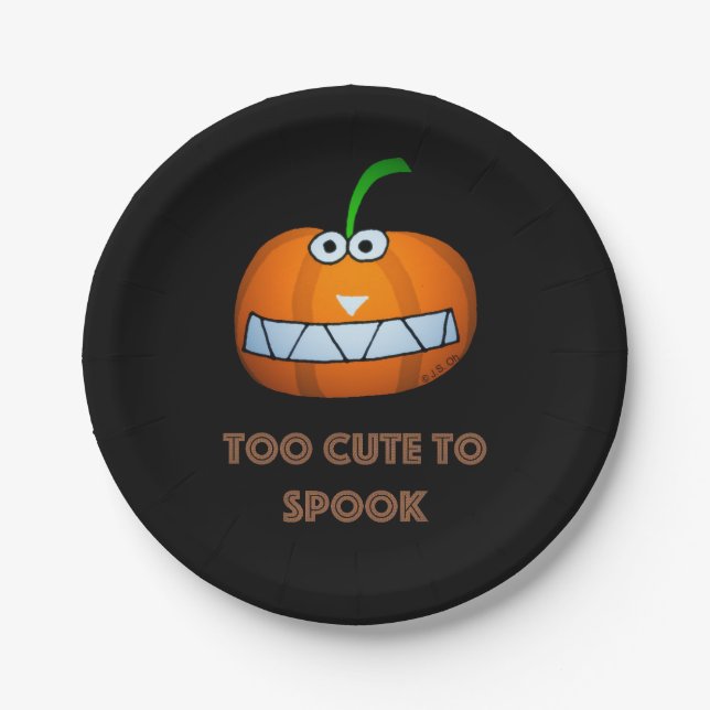 cute Halloween pumpkin with funny face Paper Plate (Front)