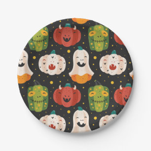 Cute Halloween Pumpkins and Gourds Paper Plate