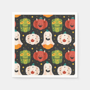 Cute Halloween Pumpkins and Gourds Paper Plate Napkin