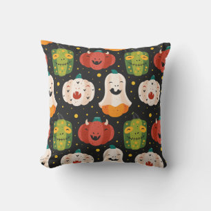 Cute Halloween Pumpkins and Gourds Throw Pillow