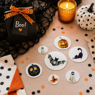 Cute Halloween Pumpkins Bats Ghosts & Black Cat Confetti