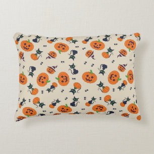 Cute Halloween Pumpkins & Black Cats Pattern Fleec Accent Pillow